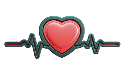 Red Heart with EKG Pulse Line