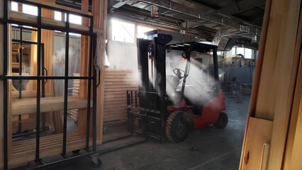 Manipulator loader in the workshop industrial environment