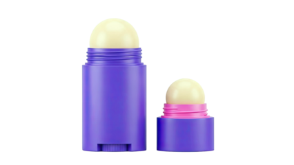 Two Roll-On Deodorant Sticks with Purple and Pink Packaging