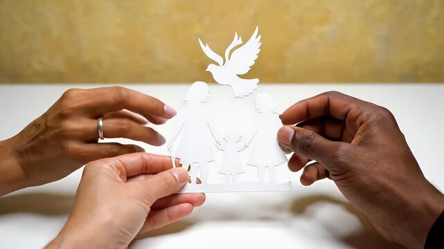Dove of Peace Paper Cutout Symbolism Unity Hope Reconciliation Faith Spirituality Religious Harmony Diversity Inclusion Global Understanding Tolerance Mankind Connection Abstract Background