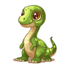 Fototapeta premium Adorable green dinosaur cartoon on white background
