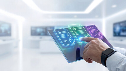 Digital Document Management on Virtual Tablet in Modern Office