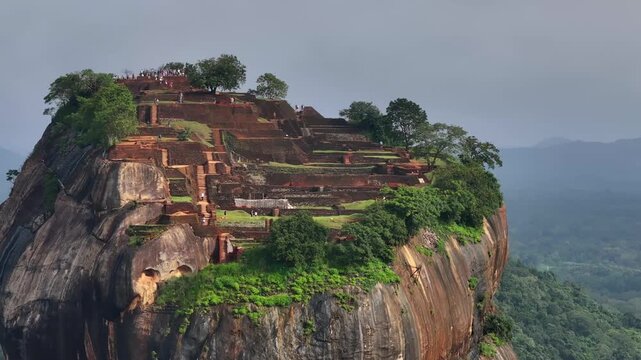 Aerial View of Sigiriya Lion Rock Rising Above the Jungle, Sri Lanka