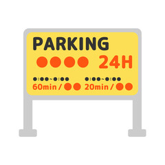 24時間営業のコインパーキングの看板イラスト