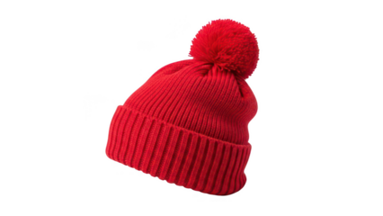 red beanie png winter hat png knitted hat png pompom hat png transparent background image