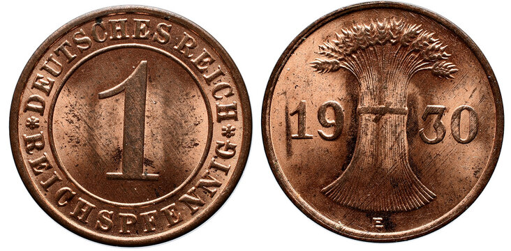 Germany (Weimar) 1 Reichspfennig Bronze UNC 1 Reichspfenning 1930 E