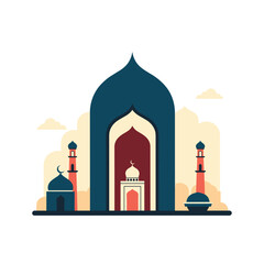 Obraz premium Vibrant mosque architecture with domes and minarets in warm colors