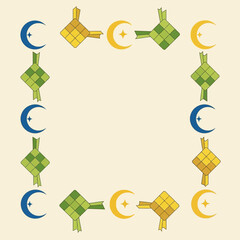 Ketupat and Crescent Moon Frame for Islamic Celebrations.