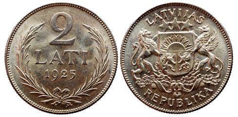 Latvia Silver Coin 2 Lati 1925