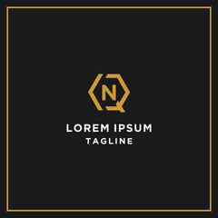 Fototapeta premium qn or nq hexagon logo