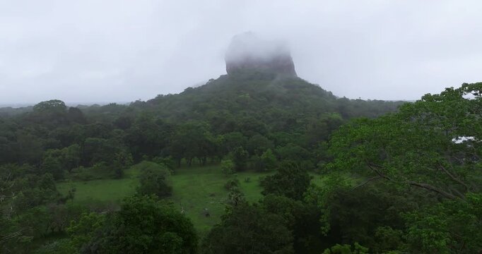 Sigiriya Lion Rock Emerging from Fog and Mist, Sri Lanka
