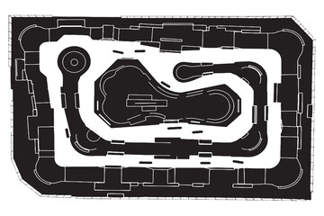 Obraz premium Top view of a racing circuit track design.