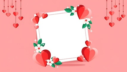 Romantic Heart Frame Valentine Background Illustration