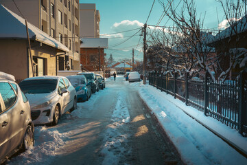 Obraz premium The first snow in town