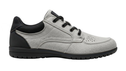 casual sneaker png gray sneaker png suede sneaker png black heel detail png transparent background image