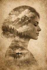 Determined runner double exposure silhouette