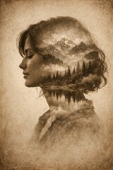 Imaginative thoughts double exposure portrait