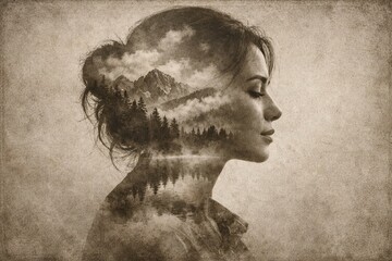 Immersive reading double exposure portrait