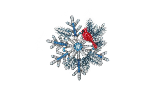 snowflake brooch png red bird brooch png sparkling brooch png winter accessory png transparent background image - Powered by Adobe