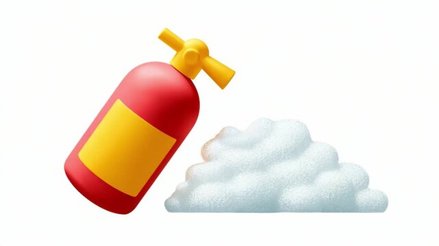 Illustration of a Fire Extinguisher with Foam Spraying Effect, Capturing the Essence of Fire Safety Equipment and Its Role in Emergency Situations to Mitigate Fire Hazards