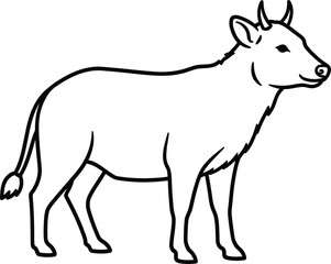 Fototapeta premium Minimalist Black And White Line Art Cow Vector Illustration