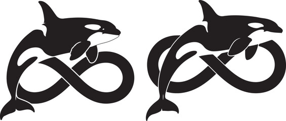 Orca Killer Whale Silhouette with Infinity Symbol Icon Vector Logo © Nurcreator