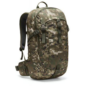 Professional Military Grade Camouflage Backpack for Tactical Operations and Wilderness Survival, Durable Multicam Rucksack with Compression Straps