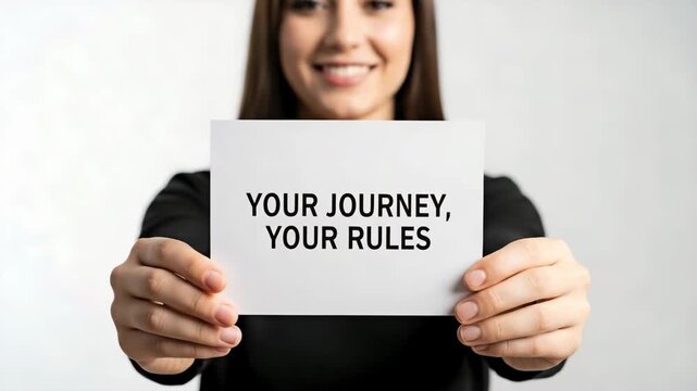 A person holding a sign concept of freedom and personal empowerment.
