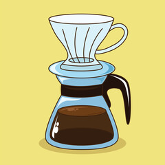 Hand drawn V60 coffee maker vector illustration