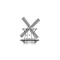 Obraz premium Traditional Windmill Outline Icon for Rustic, Agricultural, and Energy Designs