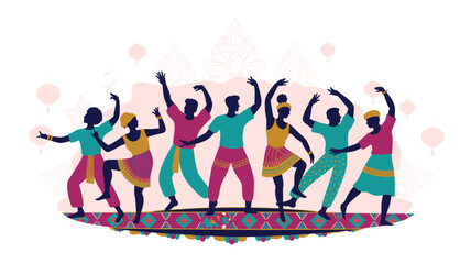 Obraz premium A vibrant illustration of people dancing together in a colorful and lively scene