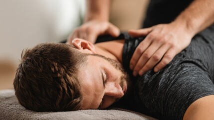 young man receiving sports massage therapy
