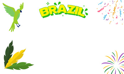 Obraz premium Vibrant Carnival Celebration Background with Festive Decorations, Fireworks, Confetti, and Colorful Feather Headdress Design for Parties and Events