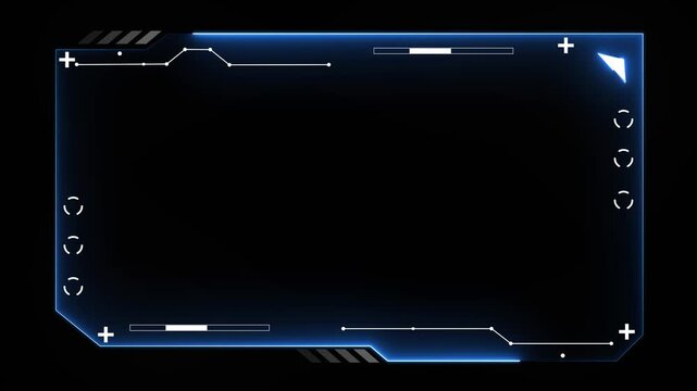 Futuristic HUD video frame Digital technology plexus lines background. Technology HUD template. Frame HUD element. HUD viewfinder Interference. Hologram VHS Noise Background In Hi Future Frame.4k