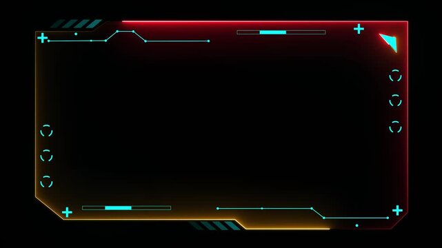Futuristic HUD video frame Digital technology plexus lines background. Technology HUD template. Frame HUD element. HUD viewfinder Interference. Hologram VHS Noise Background In Hi Future Frame.4k