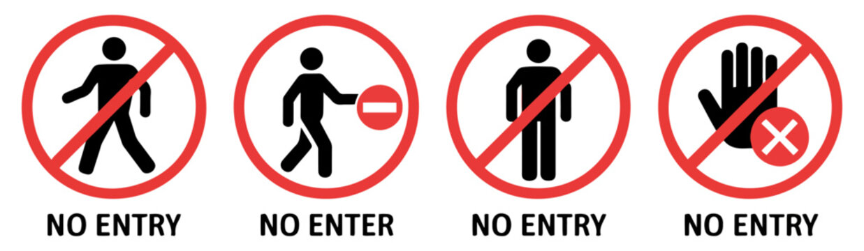no entry pedestrian ban icon set