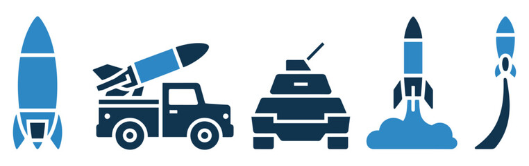 Obraz premium launch missile rocket icon set