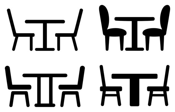 table chair furniture icon set