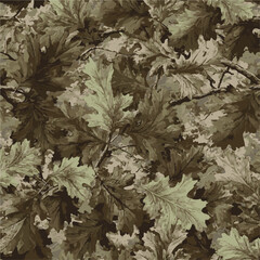 Tree leaves forest camouflage seamless pattern design pattern for hunting and military uniform. Hunting camouflage.