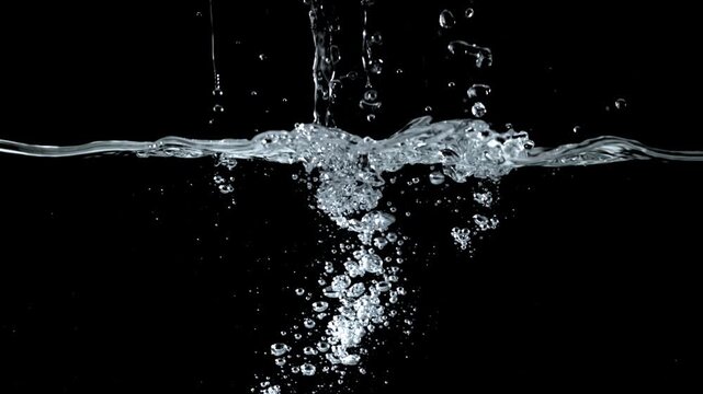 Super slow motion water splashes with air bubbles . Filmed on a high-speed camera at 1000 fps. High quality FullHD footage