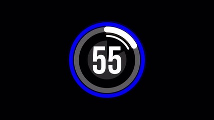 60 Second Countdown Timer Motion Graphic Animation. Circular Progress Bar with Vibrant Changing Colors in 4K, including Alpha Channel. 4k video animation seamless loop - Powered by Adobe