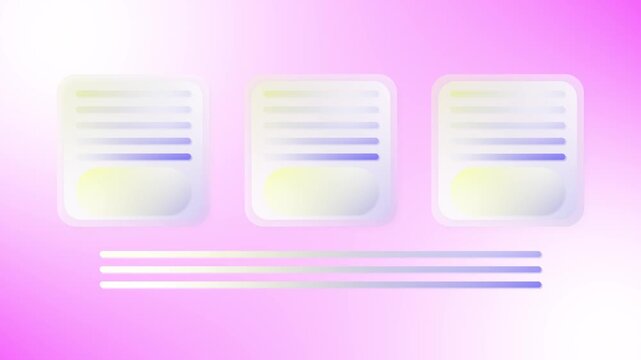 Animated user interface elements on a pink background for saas application demonstration with UI animation and software and technology and digital interface and animated elements