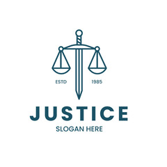 Law Justice Scale and Sword Logo