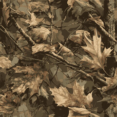 Real tree hunting camouflage seamless pattern. Abstract camouflage background for military and hunting. Vector camouflage background.