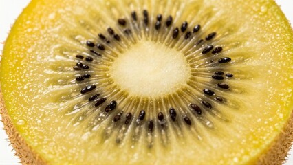 Vibrant Yellow Kiwi Slice Close-Up
