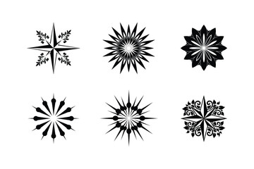 Collection of black and white mandala ornaments vector illustrations