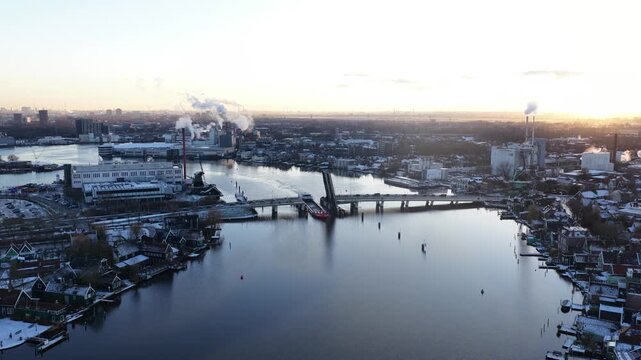 Zaandijk Koog aan de Zaan Coenbrug Winter Aerial
