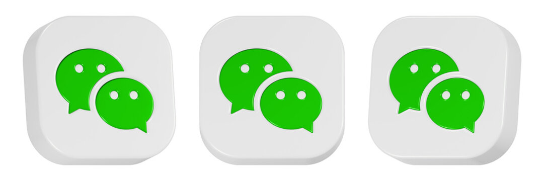 we chat icon 3d render white button