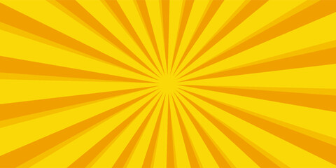 Bright yellow pop art background with comic rays and halftone dots. Sunburst radial lines for sale, retro design, comic book style, explosion, vintage energy theme, or summer banner template.