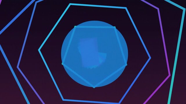 Abstract geometric animation with a central blue circle and dynamic lines